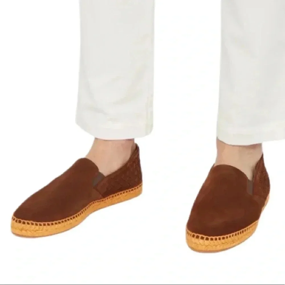 Bottega Veneta Intrecciato Suede Woven Espadrilles Mens 38 = US 5 Warm Tan EUC